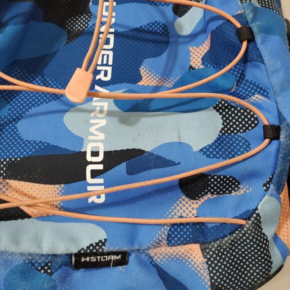 Under Armour UA Storm Hustle Backpack Blue & Peach Camo Unisex - Picture 8 of 9